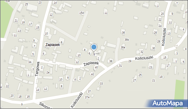 Krasnobród, Zapiasek, 4, mapa Krasnobród