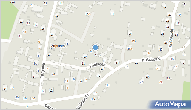 Krasnobród, Zapiasek, 6, mapa Krasnobród