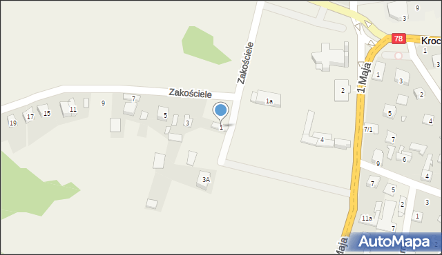 Kroczyce, Zakościele, 1, mapa Kroczyce