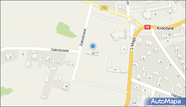 Kroczyce, Zakościele, 1a, mapa Kroczyce