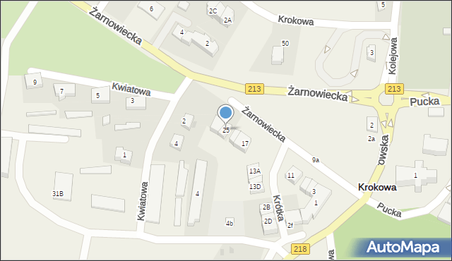 Krokowa, Żarnowiecka, 25, mapa Krokowa