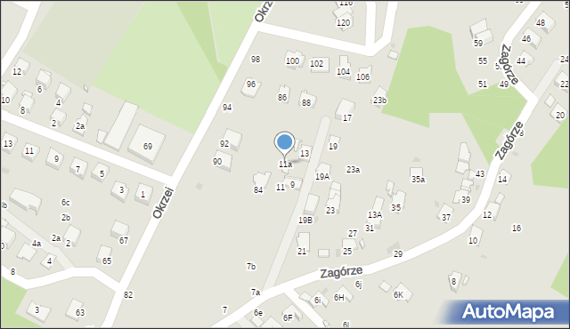 Krosno, Zagórze, 11a, mapa Krosna