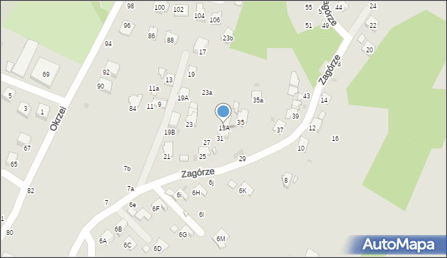 Krosno, Zagórze, 13A, mapa Krosna