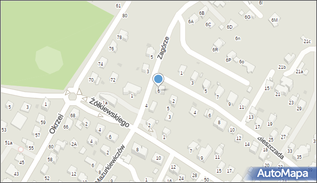 Krosno, Zagórze, 6, mapa Krosna