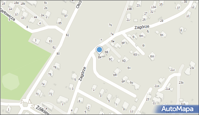 Krosno, Zagórze, 6A, mapa Krosna