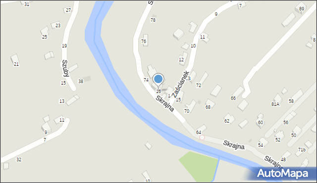 Krosno, Zaścianek, 16, mapa Krosna