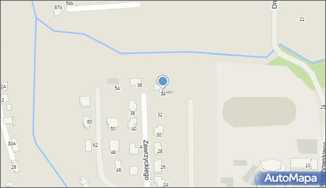 Krosno, Zawrzyckiego Jana, ks., 34, mapa Krosna