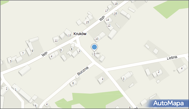 Kruków, Zamkowa, 1, mapa Kruków