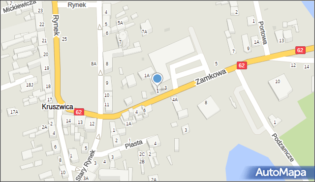 Kruszwica, Zamkowa, 1, mapa Kruszwica