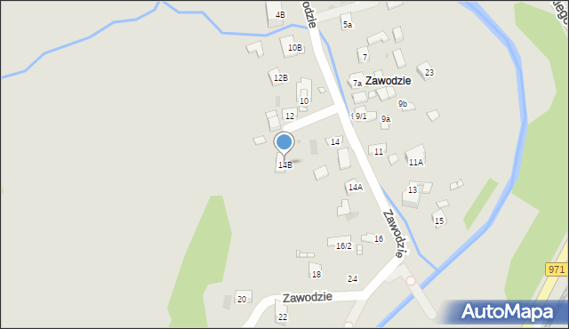 Krynica-Zdrój, Zawodzie, 14B, mapa Krynica-Zdrój