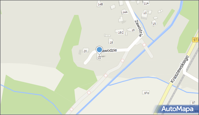 Krynica-Zdrój, Zawodzie, 22, mapa Krynica-Zdrój