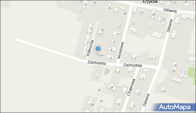 Krzyków, Zachodnia, 8, mapa Krzyków