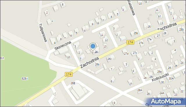 Krzyż Wielkopolski, Zachodnia, 26a, mapa Krzyż Wielkopolski