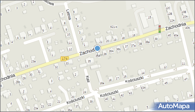 Krzyż Wielkopolski, Zachodnia, 35A, mapa Krzyż Wielkopolski