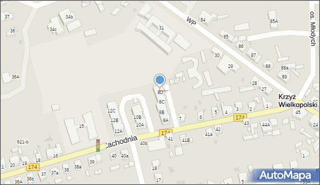 Krzyż Wielkopolski, Zachodnia, 8D, mapa Krzyż Wielkopolski