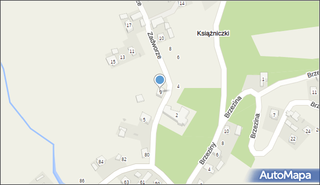 Książniczki, Zadworze, 9, mapa Książniczki
