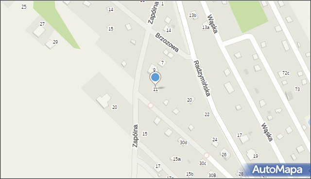 Kuligów, Zapólna, 11, mapa Kuligów