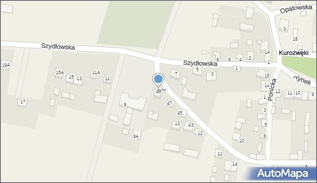 Kurozwęki, Zagonie, 49, mapa Kurozwęki