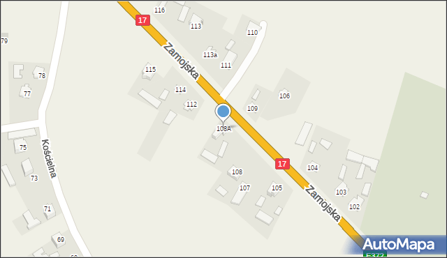 Łabunie, Zamojska, 108A, mapa Łabunie