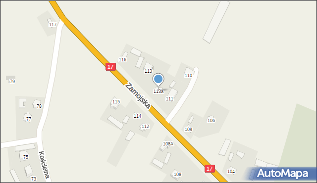 Łabunie, Zamojska, 113a, mapa Łabunie