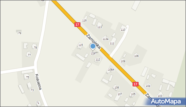 Łabunie, Zamojska, 114, mapa Łabunie