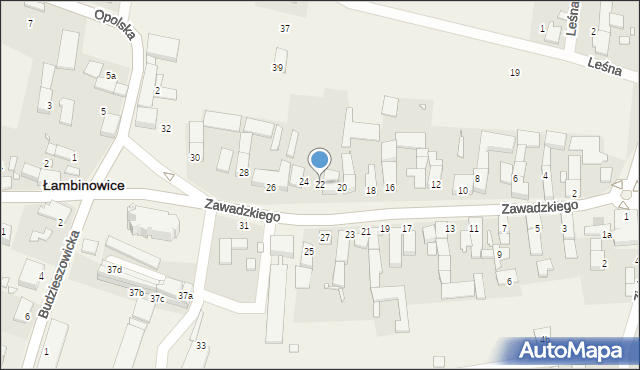 Łambinowice, Zawadzkiego-Zośki Tadeusza, 22, mapa Łambinowice