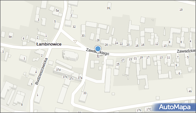 Łambinowice, Zawadzkiego-Zośki Tadeusza, 31, mapa Łambinowice