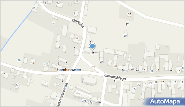 Łambinowice, Zawadzkiego-Zośki Tadeusza, 32, mapa Łambinowice