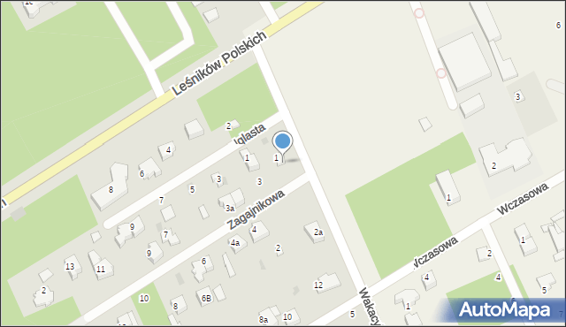 Łask, Zagajnikowa, 1b, mapa Łask