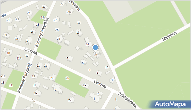 Łask, Zakopiańska, 12, mapa Łask