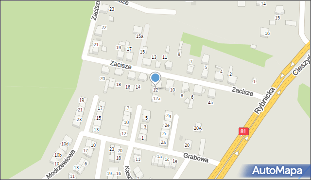 Łaziska Górne, Zacisze, 12, mapa Łaziska Górne