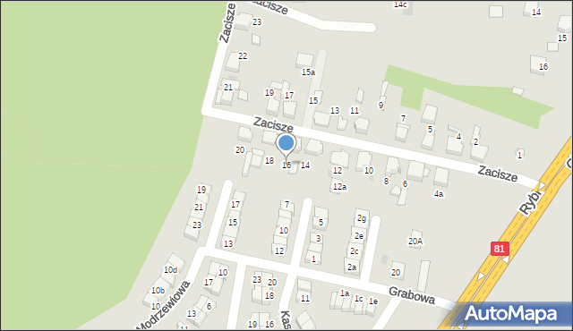 Łaziska Górne, Zacisze, 16, mapa Łaziska Górne