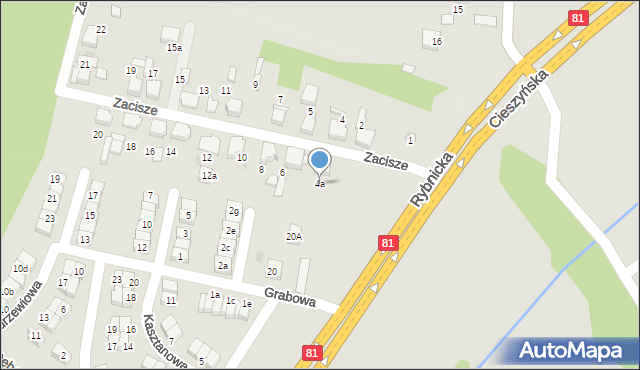 Łaziska Górne, Zacisze, 4a, mapa Łaziska Górne