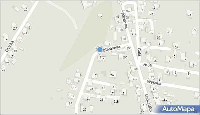 Lędziny, Zabytkowa, 3, mapa Lędziny