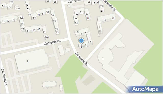 Leszno, Zamenhofa Ludwika, dr., 1, mapa Leszno