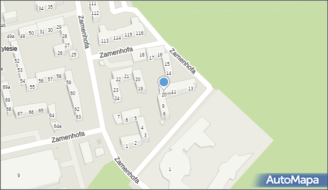 Leszno, Zamenhofa Ludwika, dr., 10, mapa Leszno