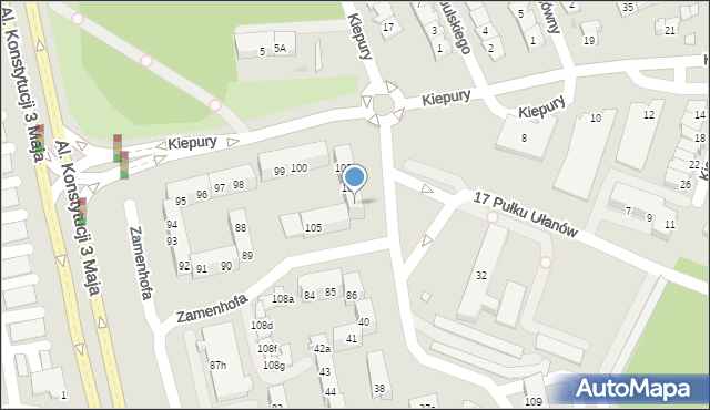 Leszno, Zamenhofa Ludwika, dr., 104, mapa Leszno
