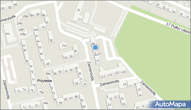 Leszno, Zamenhofa Ludwika, dr., 111, mapa Leszno