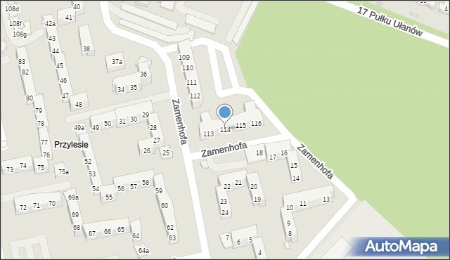 Leszno, Zamenhofa Ludwika, dr., 114, mapa Leszno