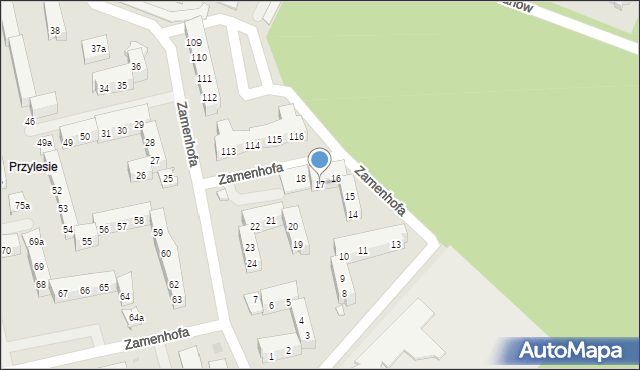 Leszno, Zamenhofa Ludwika, dr., 17, mapa Leszno