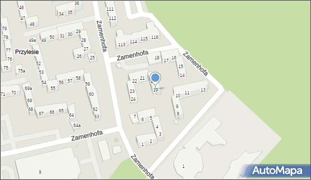 Leszno, Zamenhofa Ludwika, dr., 19, mapa Leszno