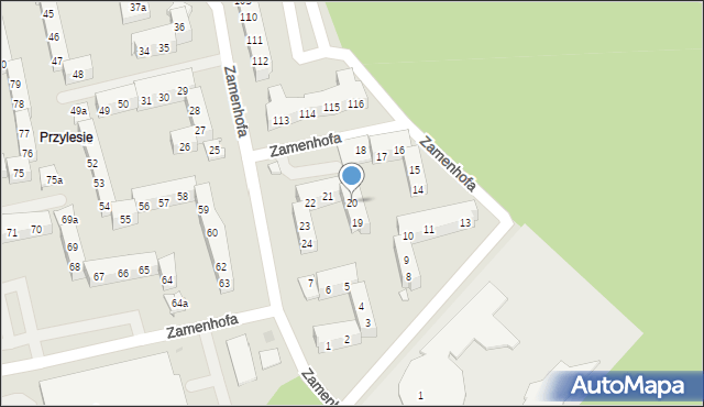 Leszno, Zamenhofa Ludwika, dr., 20, mapa Leszno