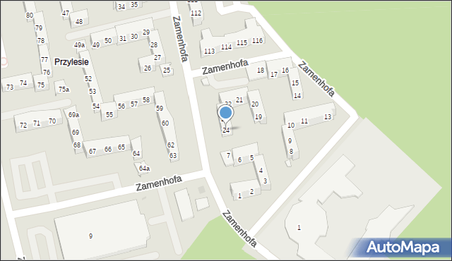 Leszno, Zamenhofa Ludwika, dr., 24, mapa Leszno
