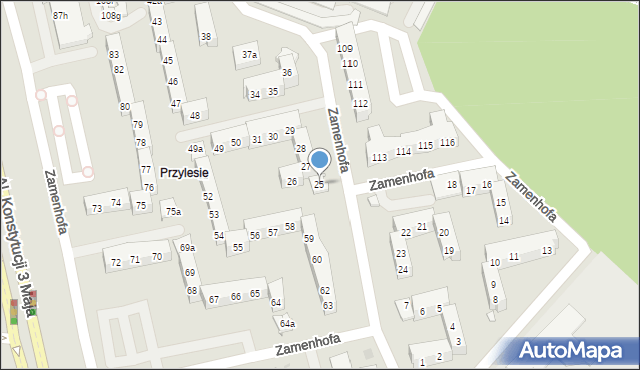 Leszno, Zamenhofa Ludwika, dr., 25, mapa Leszno