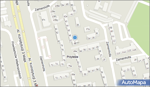 Leszno, Zamenhofa Ludwika, dr., 48, mapa Leszno