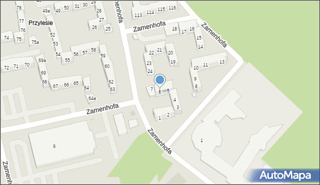 Leszno, Zamenhofa Ludwika, dr., 6, mapa Leszno