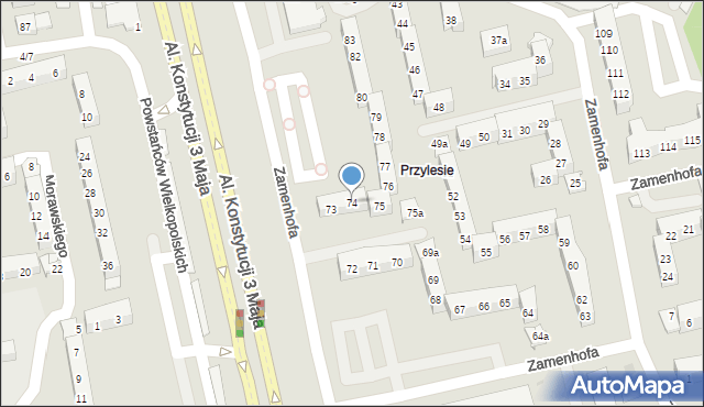 Leszno, Zamenhofa Ludwika, dr., 74, mapa Leszno