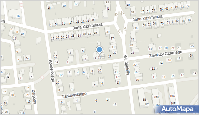 Leszno, Zawiszy Czarnego, 11, mapa Leszno
