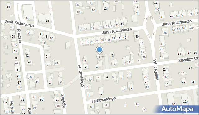 Leszno, Zawiszy Czarnego, 3, mapa Leszno