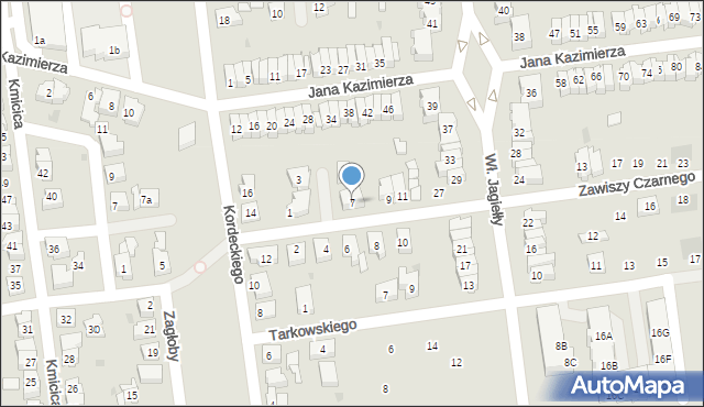 Leszno, Zawiszy Czarnego, 7, mapa Leszno